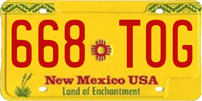 NM license plate 668TOG