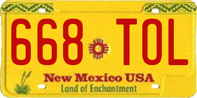 NM license plate 668TOL