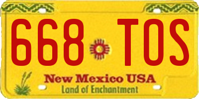 NM license plate 668TOS