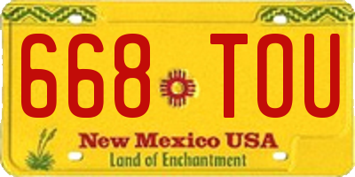 NM license plate 668TOU