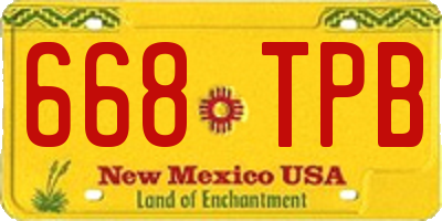 NM license plate 668TPB
