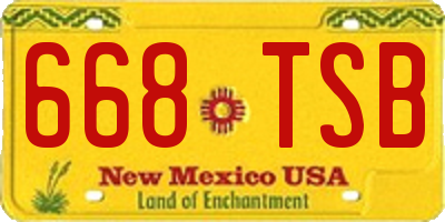 NM license plate 668TSB