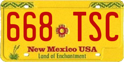 NM license plate 668TSC