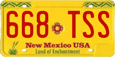 NM license plate 668TSS
