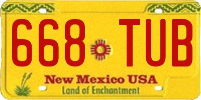 NM license plate 668TUB