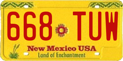 NM license plate 668TUW