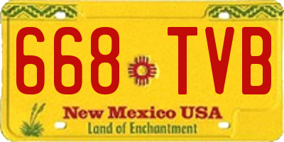 NM license plate 668TVB