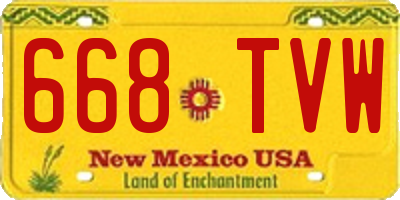 NM license plate 668TVW