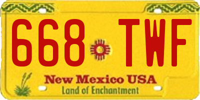 NM license plate 668TWF