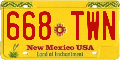NM license plate 668TWN