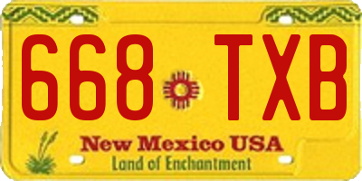 NM license plate 668TXB