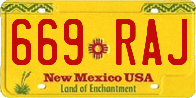 NM license plate 669RAJ