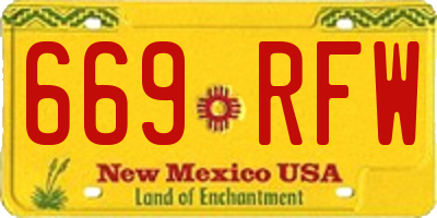 NM license plate 669RFW