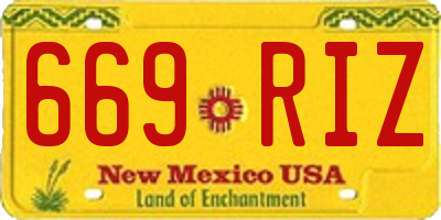 NM license plate 669RIZ