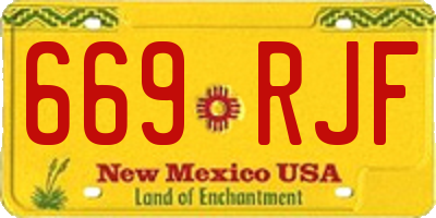 NM license plate 669RJF