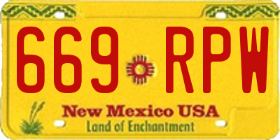 NM license plate 669RPW