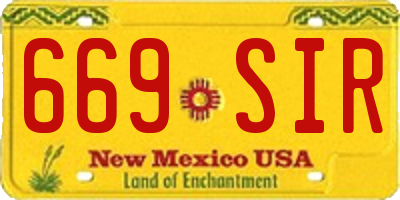 NM license plate 669SIR