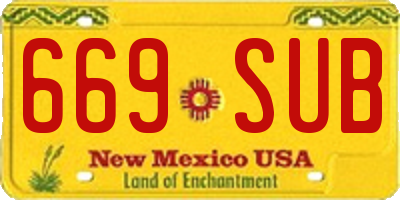 NM license plate 669SUB