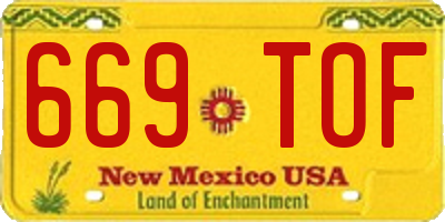 NM license plate 669TOF