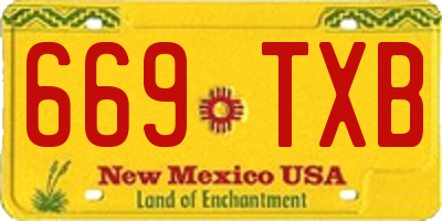 NM license plate 669TXB