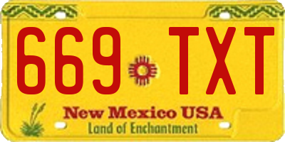 NM license plate 669TXT
