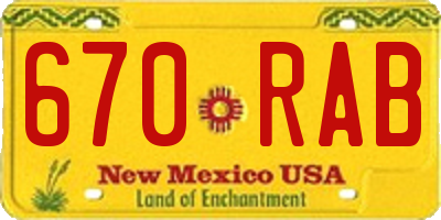 NM license plate 670RAB