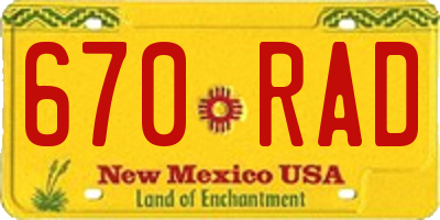 NM license plate 670RAD