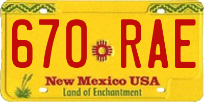 NM license plate 670RAE