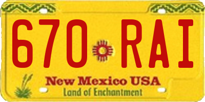 NM license plate 670RAI