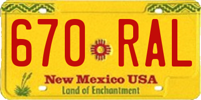 NM license plate 670RAL