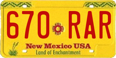 NM license plate 670RAR