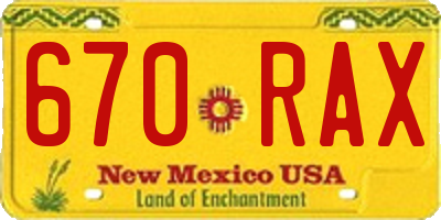 NM license plate 670RAX