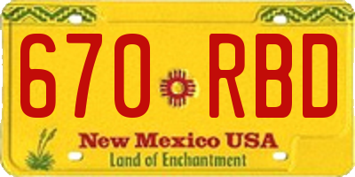 NM license plate 670RBD