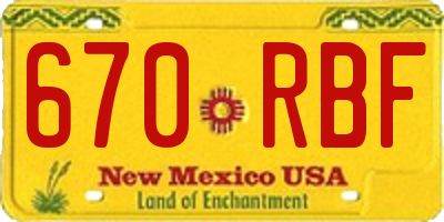 NM license plate 670RBF