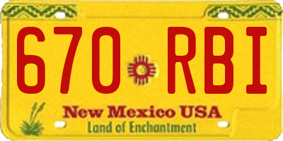 NM license plate 670RBI