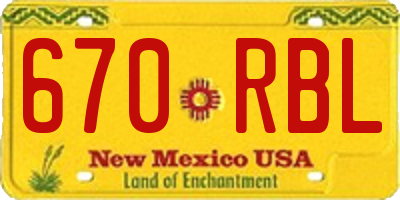 NM license plate 670RBL