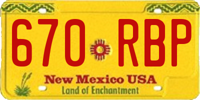NM license plate 670RBP