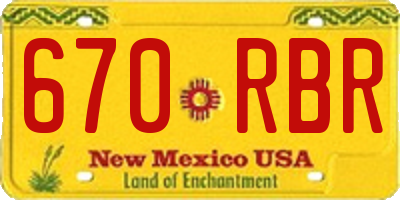 NM license plate 670RBR