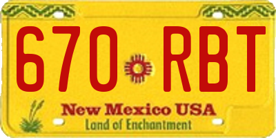 NM license plate 670RBT