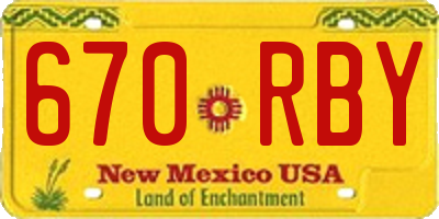 NM license plate 670RBY