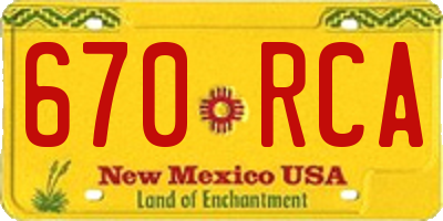 NM license plate 670RCA