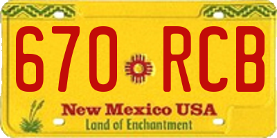 NM license plate 670RCB