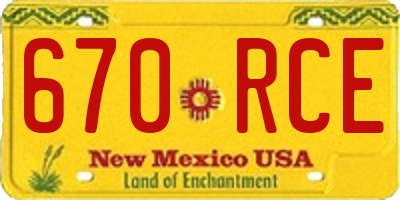 NM license plate 670RCE