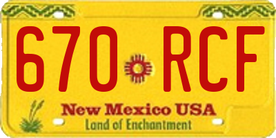 NM license plate 670RCF