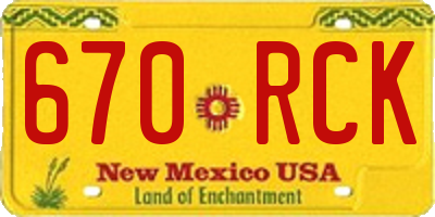 NM license plate 670RCK
