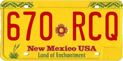 NM license plate 670RCQ