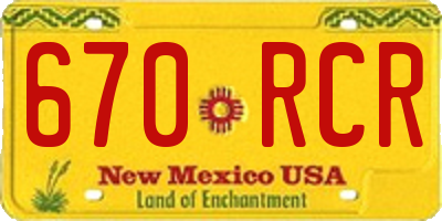 NM license plate 670RCR
