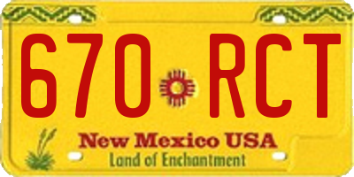 NM license plate 670RCT
