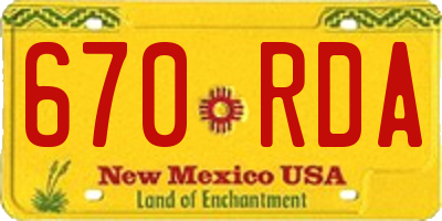 NM license plate 670RDA