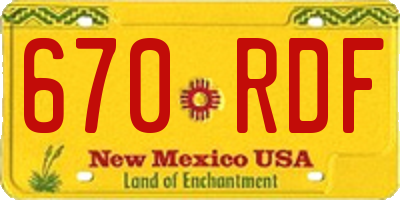 NM license plate 670RDF